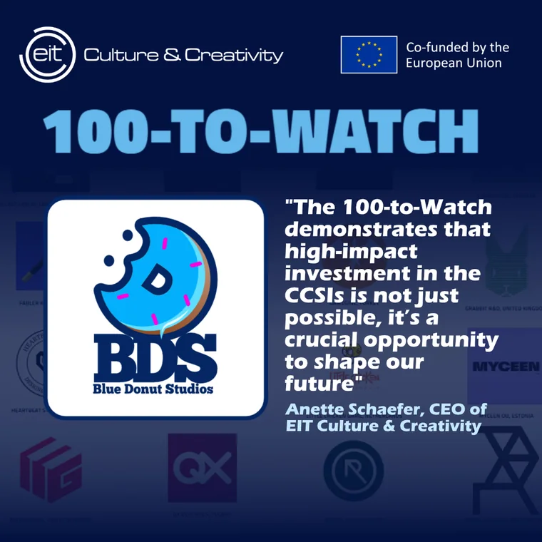 Blue Donut Studios included in the EIT Culture and Creativity 100-to-Watch