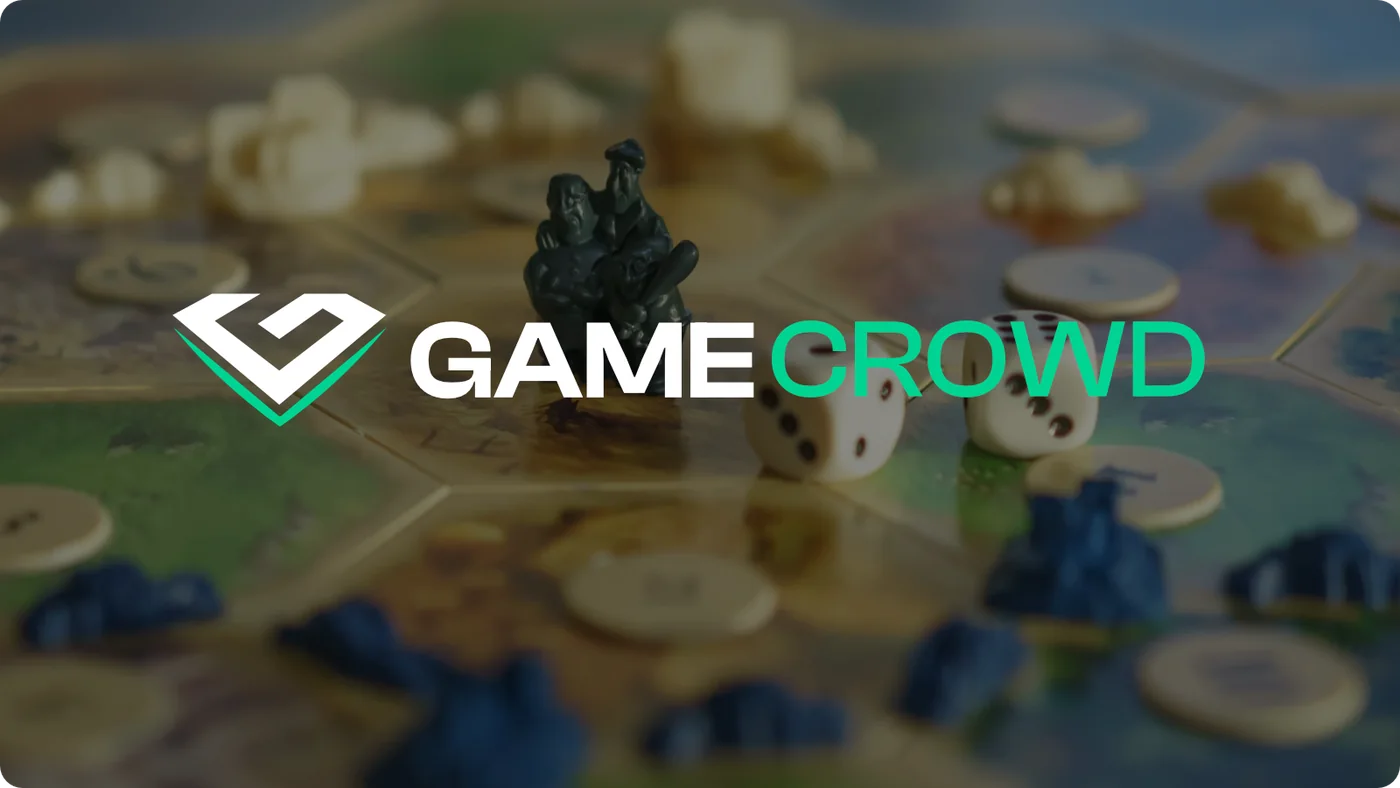 GameCrowd branding over a tabletop game in play